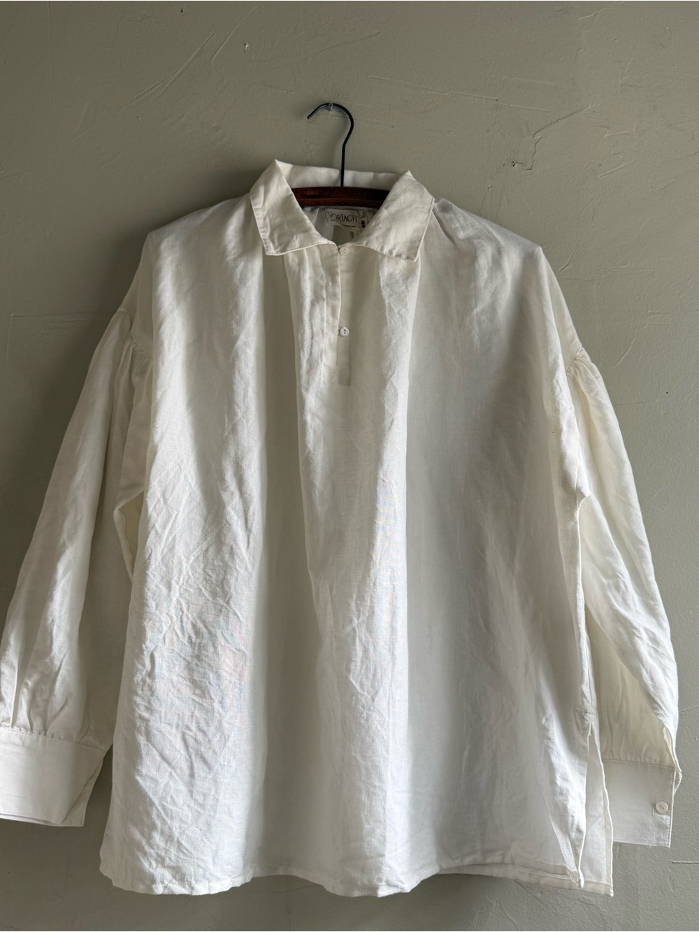 Relaxed White Women's Linen-Blend Blouse